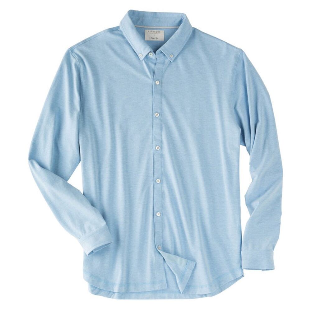 Linksoul Rambler Shirt Men's Long Sleeve Golf Polo Soft Cotton Casual Blue Large
